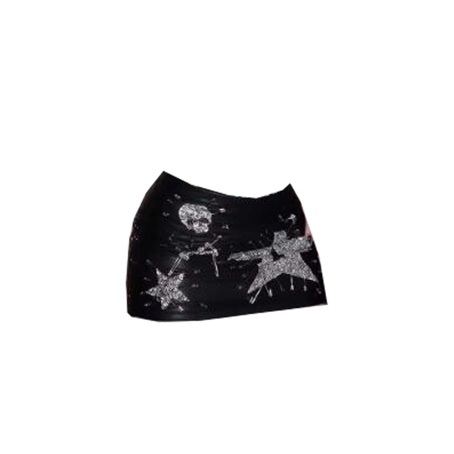 acelimosf™-Halter beaded skeleton print o ring mini skirt set