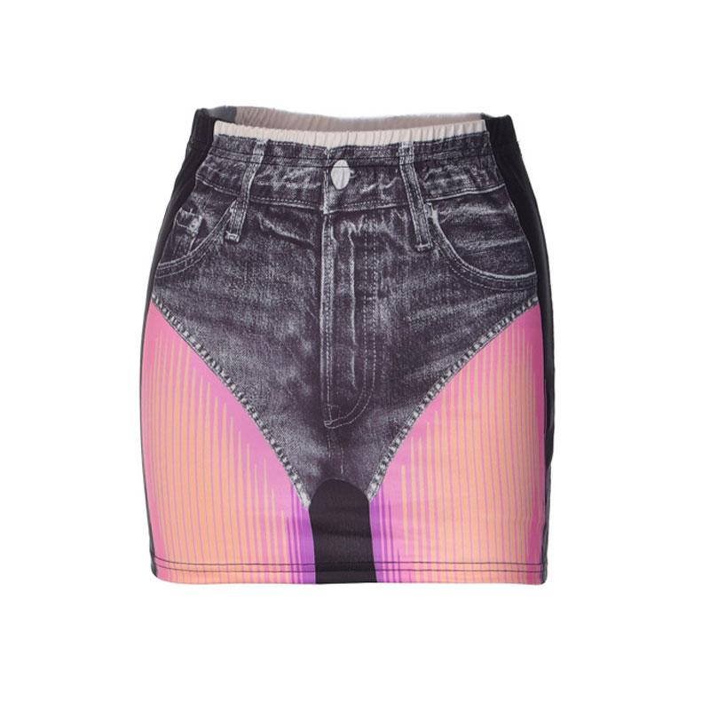 acelimosf™-Abstract contrast medium rise mini skirt cyberpunk Sci-Fi Fashion