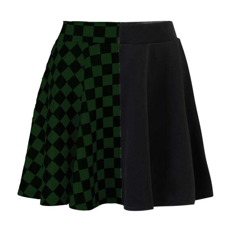 acelimosf™-Plaid patchwork contrast ruched A line mini skirt y2k 90s Revival Techno Fashion