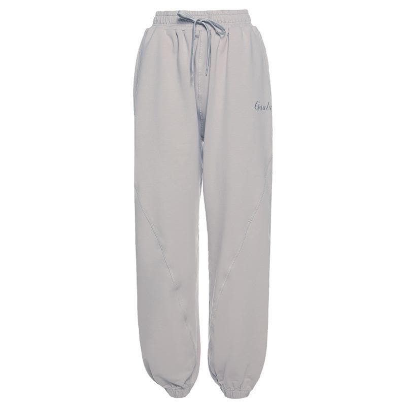 acelimosf™-Letter embroidered cotton sweat pant y2k 90s Revival Techno Fashion