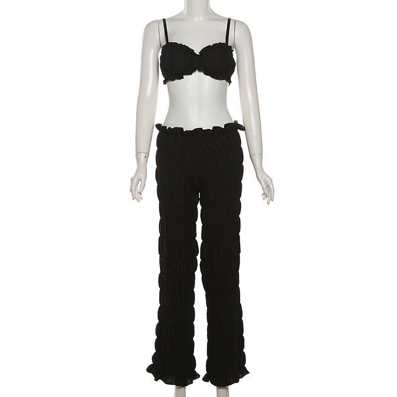 acelimosf™-Smocked ruched low rise pant set