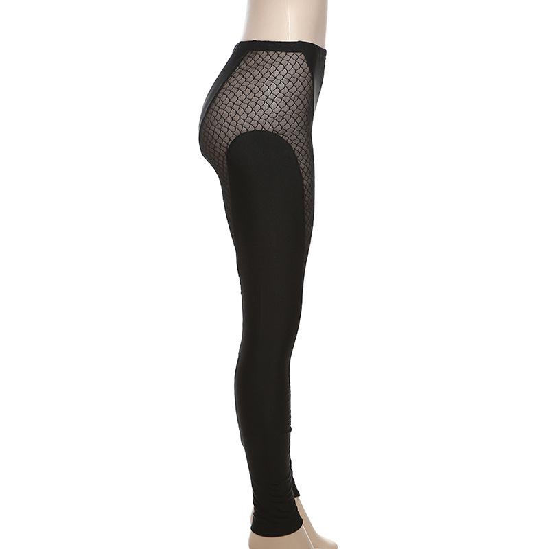 acelimosf™-Fishnet mesh solid high rise pant