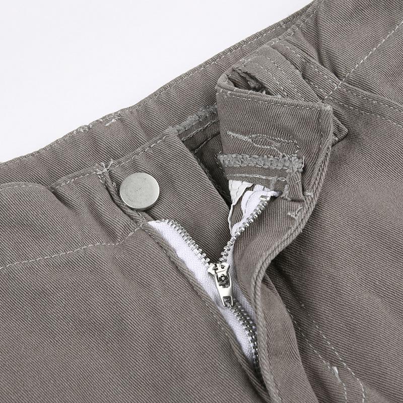 acelimosf™-Solid cargo pocket zip-up low rise jeans