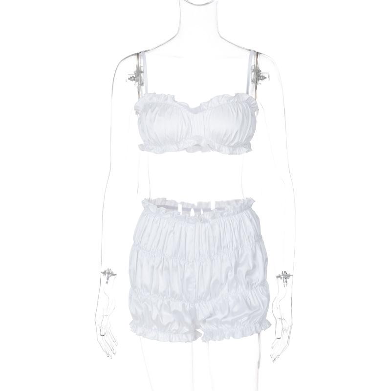 acelimosf™-Smocked ruched solid cami pant set