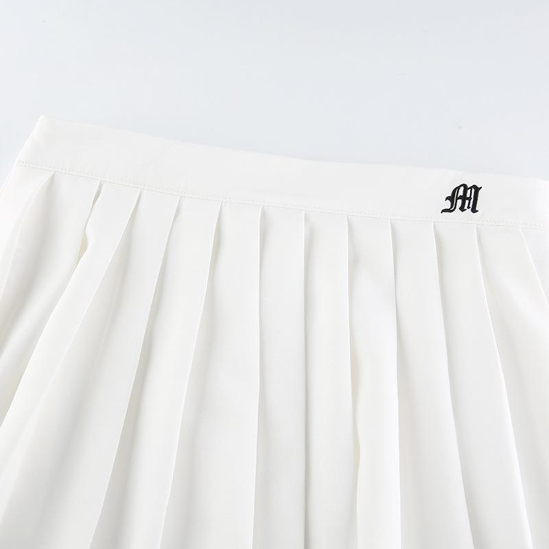 acelimosf™-Pleated embroidery A line solid zip-up mini skirt y2k 90s Revival Techno Fashion