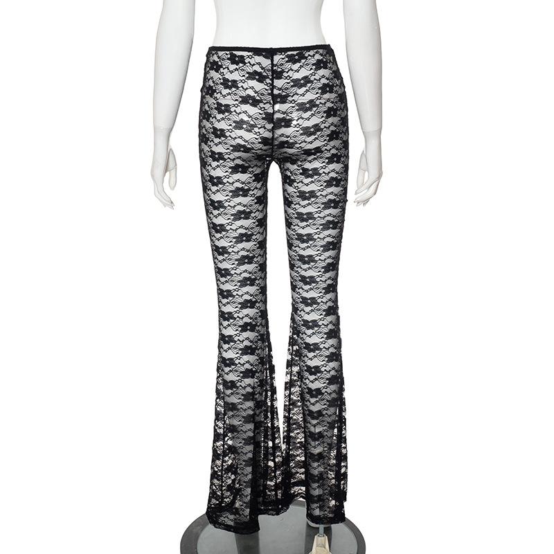 acelimosf™-Lace see through solid stitch medium rise pant