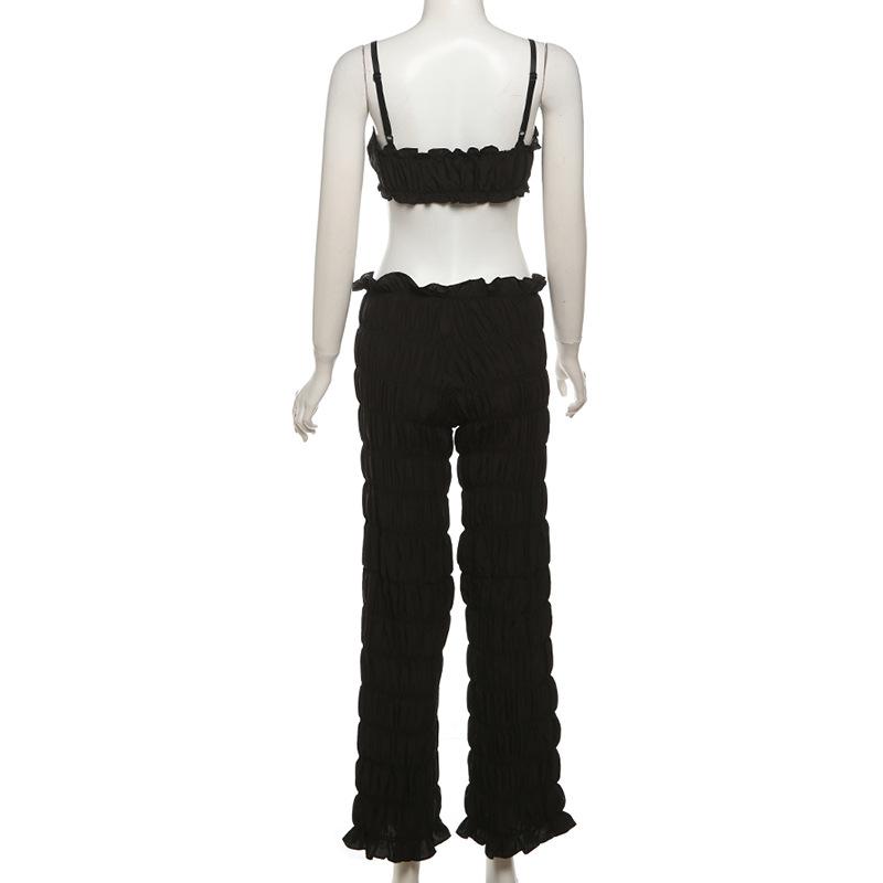 acelimosf™-Smocked ruched low rise pant set