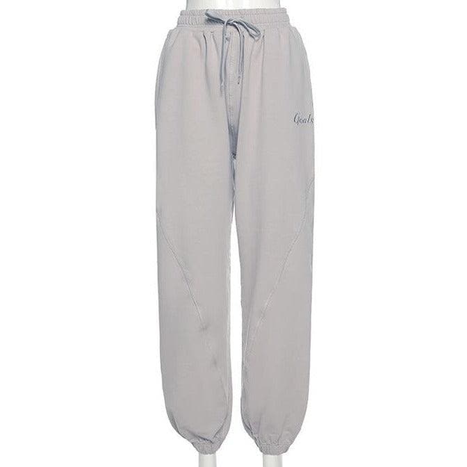 acelimosf™-Letter embroidered cotton sweat pant y2k 90s Revival Techno Fashion