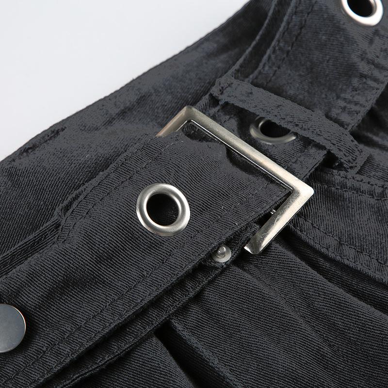 acelimosf™-Buckle belt pocket low rise jeans