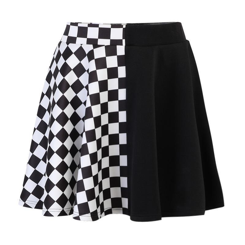 acelimosf™-Plaid patchwork contrast ruched A line mini skirt y2k 90s Revival Techno Fashion