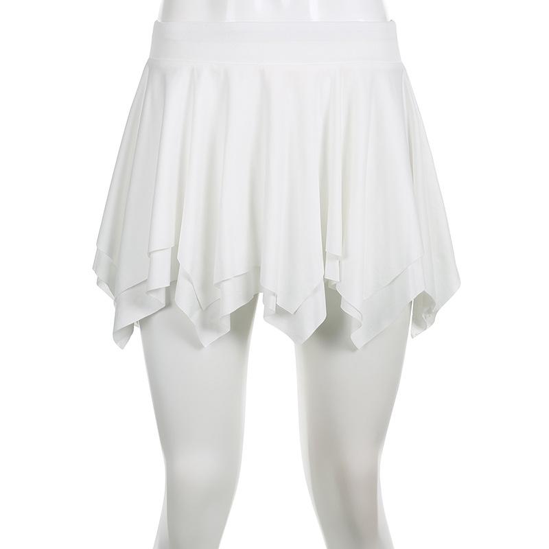 acelimosf™-Solid ruffle ruched mini skirt y2k 90s Revival Techno Fashion