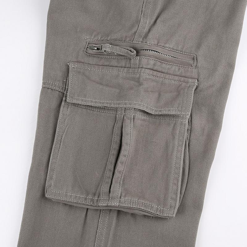 acelimosf™-Solid cargo pocket zip-up low rise jeans