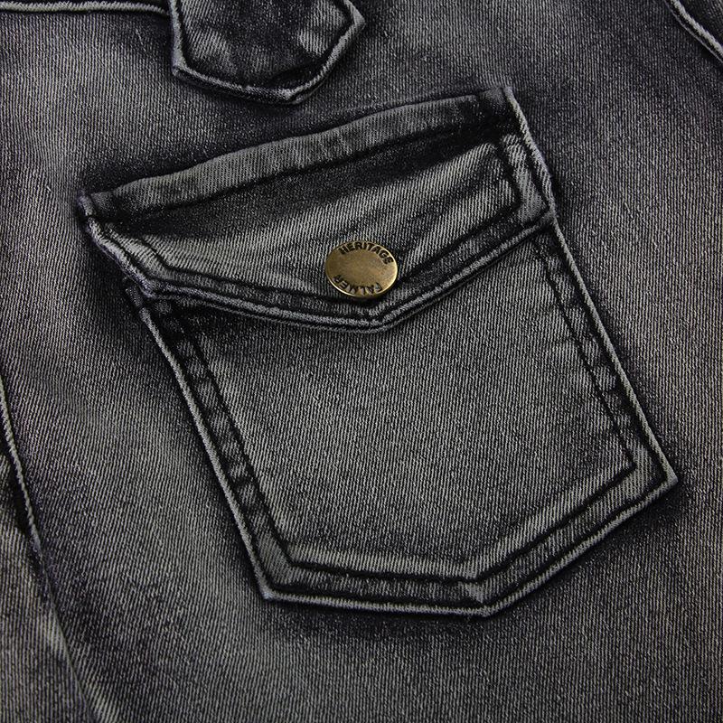 acelimosf™-Pocket button solid low rise flared jeans