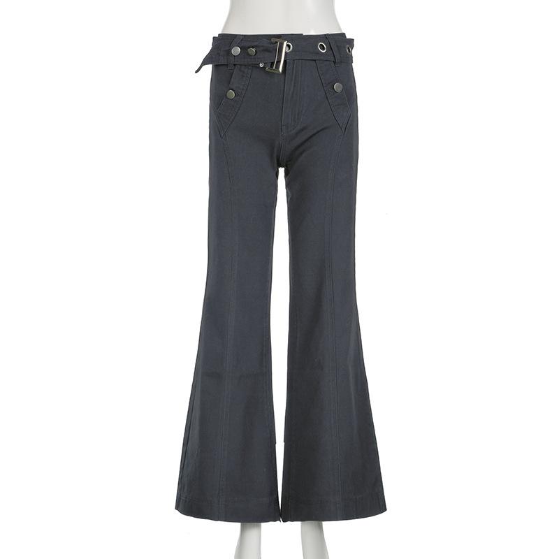 acelimosf™-Buckle belt pocket low rise jeans