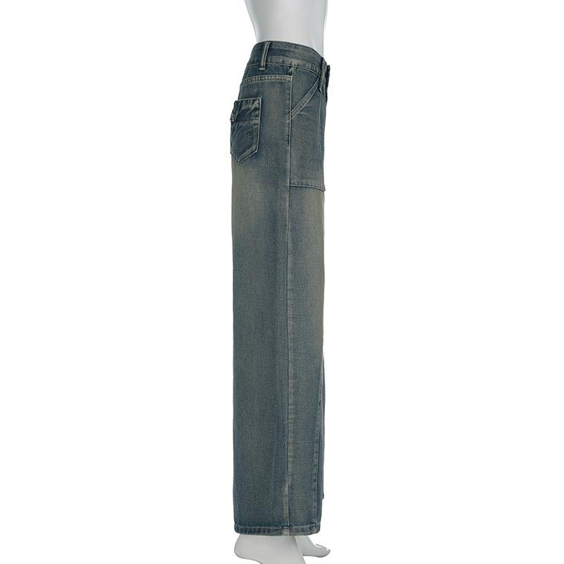 acelimosf™-Straight leg button low rise jeans