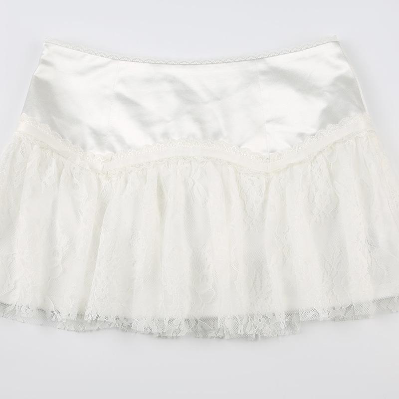 acelimosf™-Lace patchwork A line stitch mini skirt