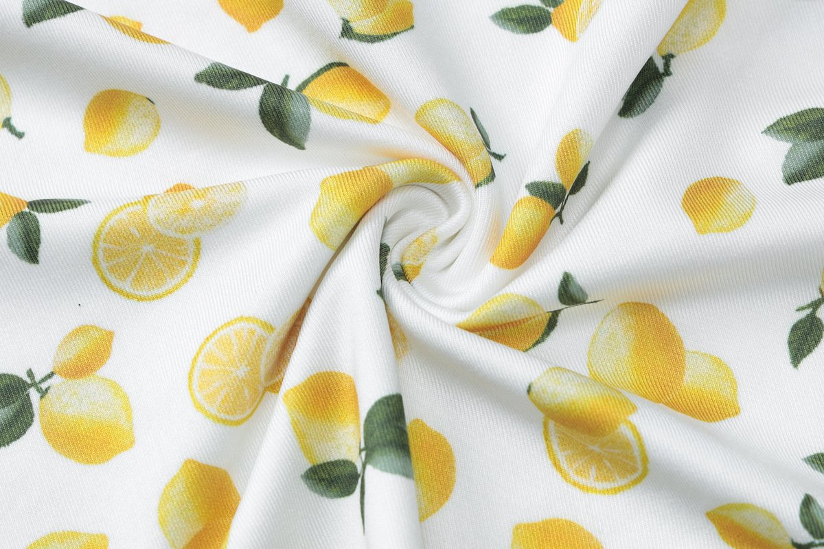 acelimosf™-Lemon print smocked cami midi skirt set