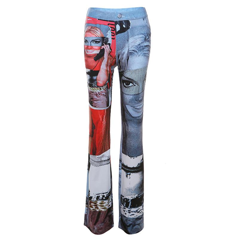 acelimosf™-Abstract contrast low rise pocket straight leg pant