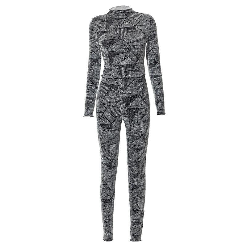 acelimosf™-Textured high neck long sleeve ruffle pant set