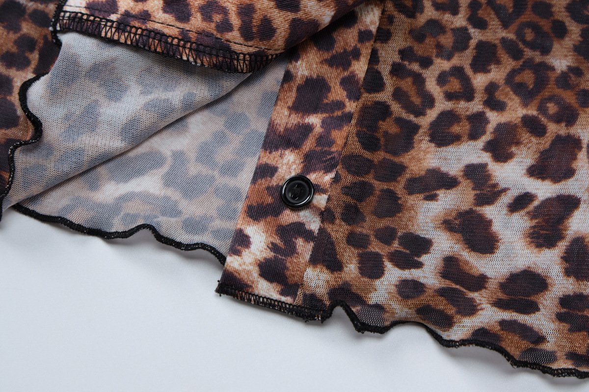 acelimosf™-Long sleeve leopard print button pant set