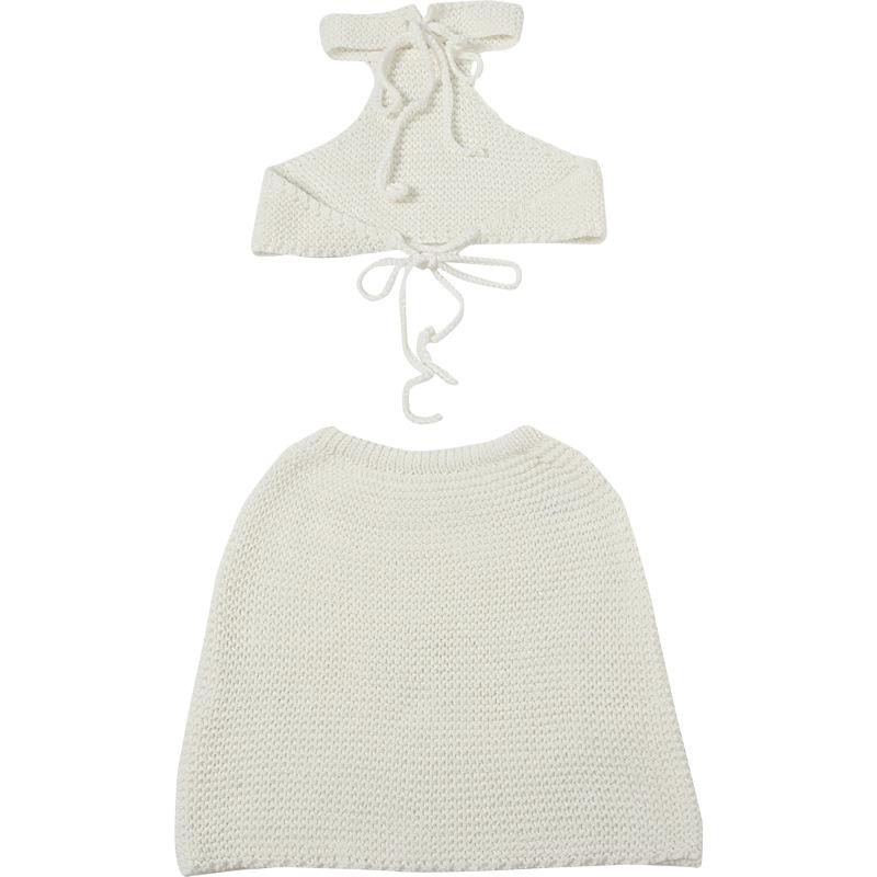 acelimosf™-Halter self tie knitted backless mini skirt set