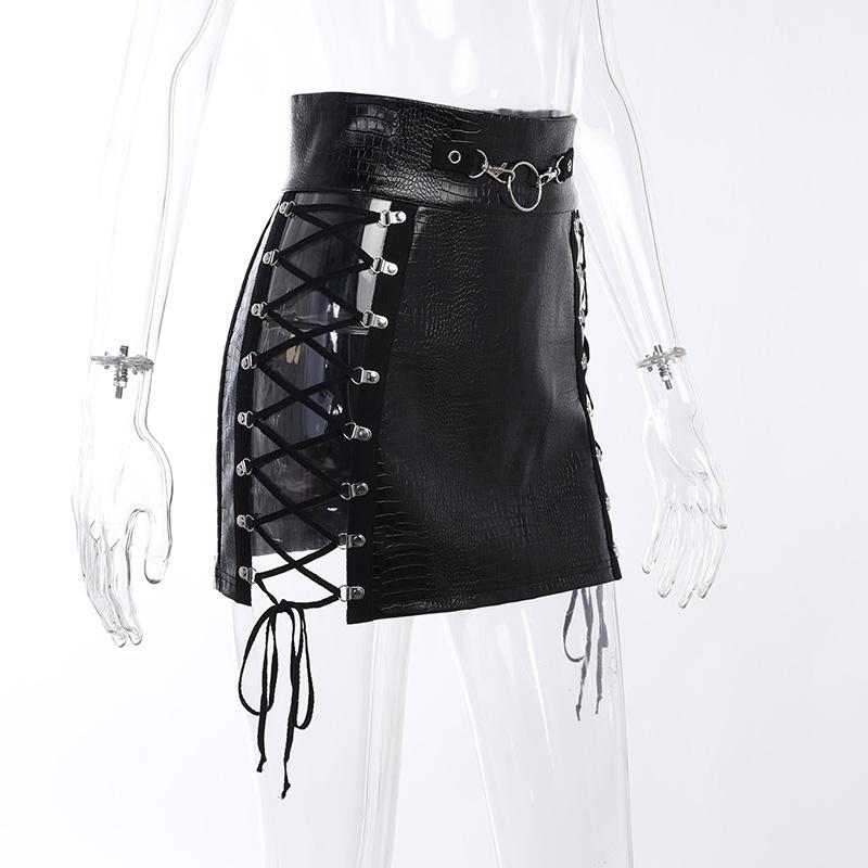 acelimosf™-Long sleeve PU leather shrug o ring 3 piece mini skirt set