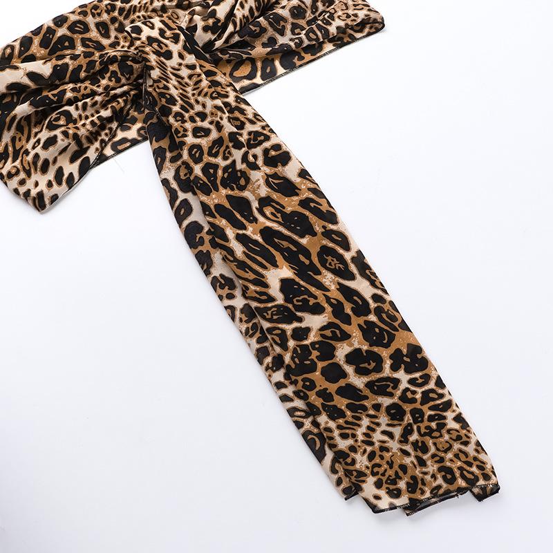 acelimosf™-Leopard print knotted self tie tube maxi skirt set