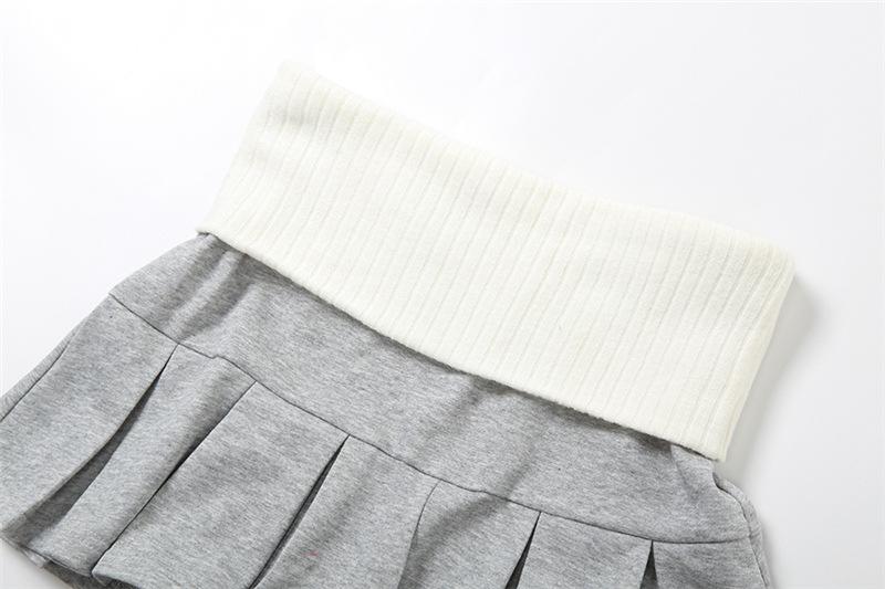 acelimosf™-Contrast knitted pleated patchwork low rise mini skirt