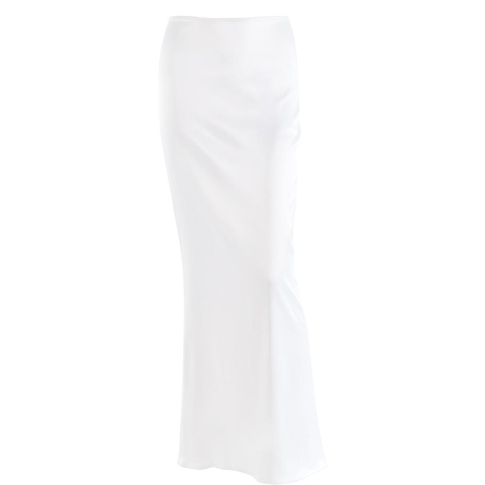 acelimosf™-Satin zip-up solid low rise maxi skirt