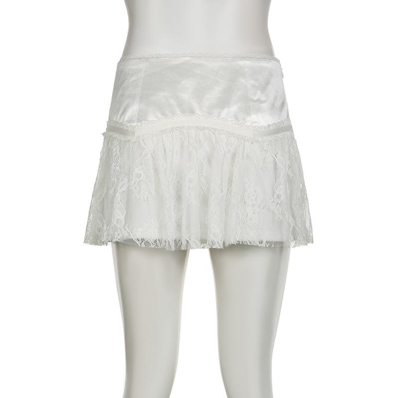 acelimosf™-Lace patchwork A line stitch mini skirt