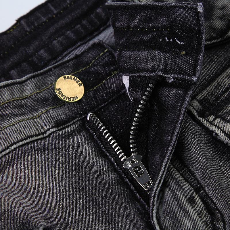 acelimosf™-Pocket button solid low rise flared jeans