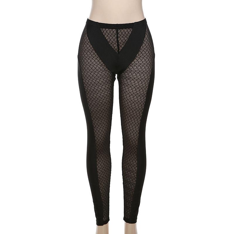 acelimosf™-Fishnet mesh solid high rise pant