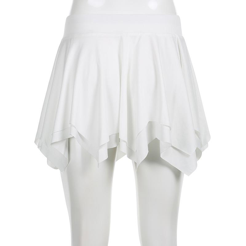 acelimosf™-Solid ruffle ruched mini skirt y2k 90s Revival Techno Fashion