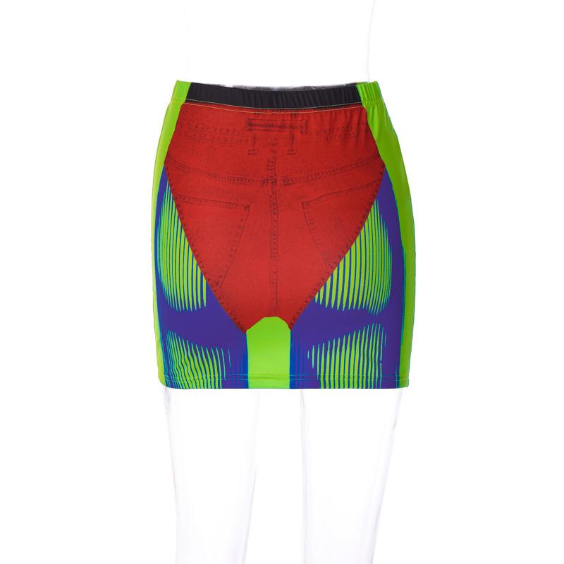 acelimosf™-Abstract contrast medium rise mini skirt cyberpunk Sci-Fi Fashion