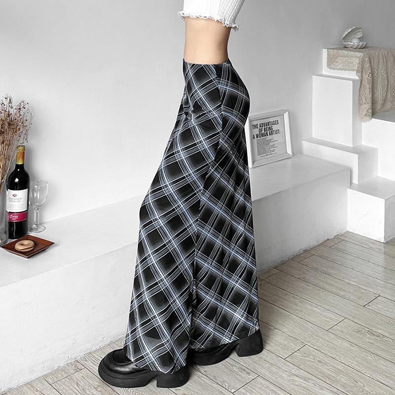 acelimosf™-Plaid contrast chiffon low rise maxi skirt