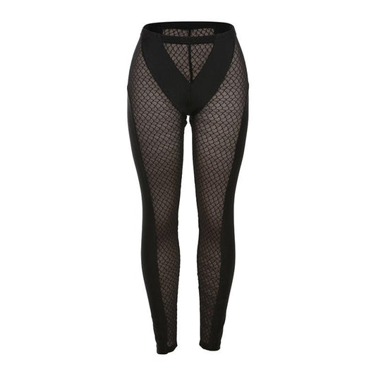 acelimosf™-Fishnet mesh solid high rise pant