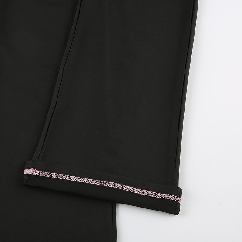 acelimosf™-Lace hem high rise stitch contrast pant