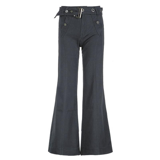 acelimosf™-Buckle belt pocket low rise jeans