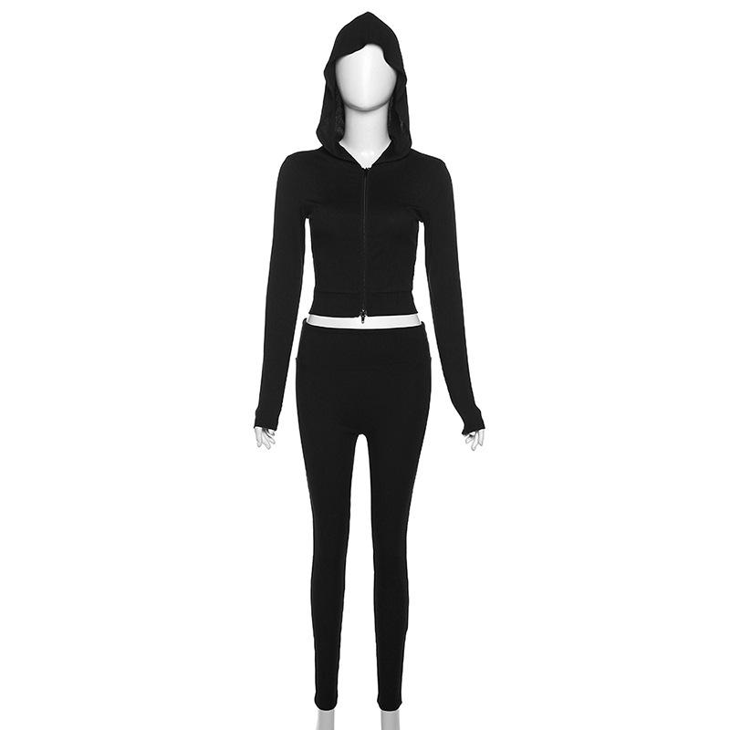 acelimosf™-Hoodie solid long sleeve zip-up pant set