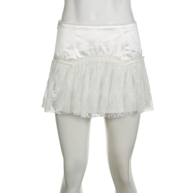 acelimosf™-Lace patchwork A line stitch mini skirt