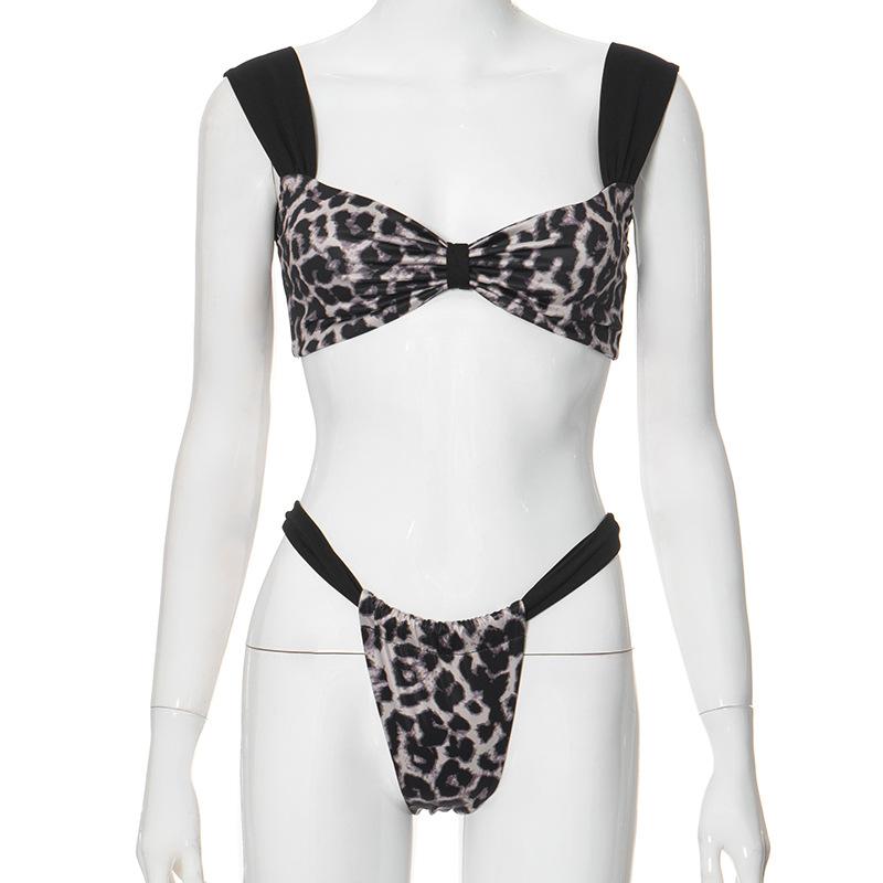 acelimosf™-Leopard print patchwork backless crop pant set