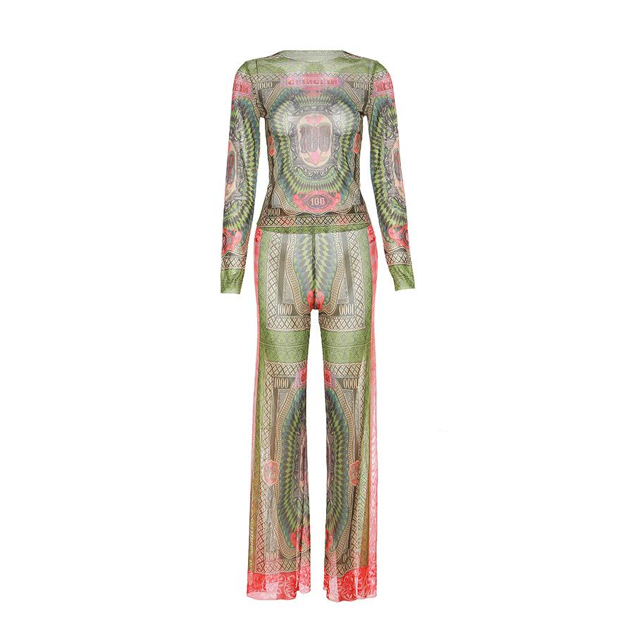 acelimosf™-Long sleeve contrast sheer mesh see through pant set cyberpunk Sci-Fi Fashion