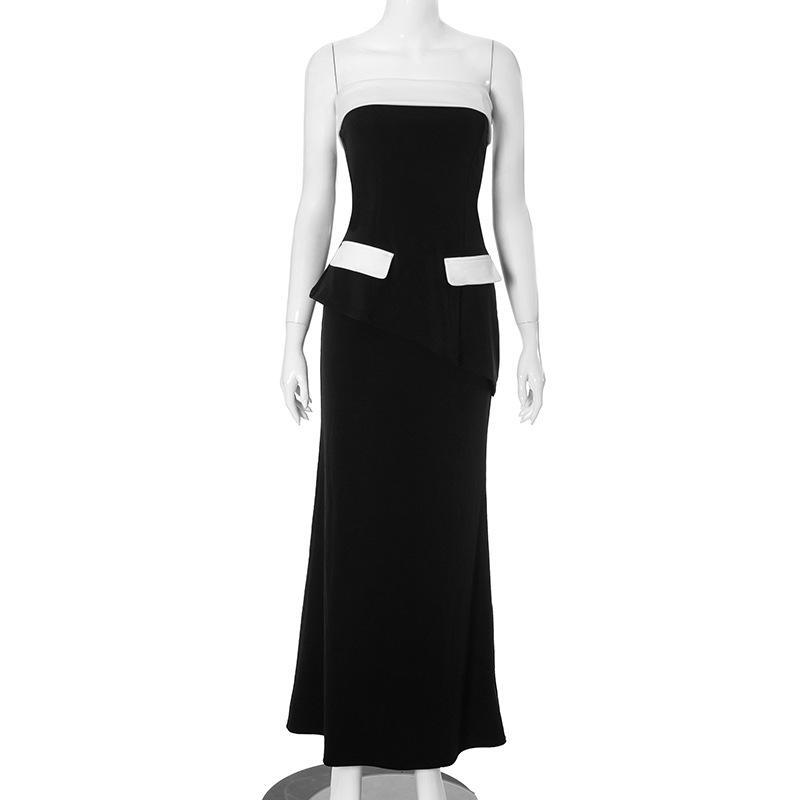 acelimosf™-Backless tube pocket maxi skirt set