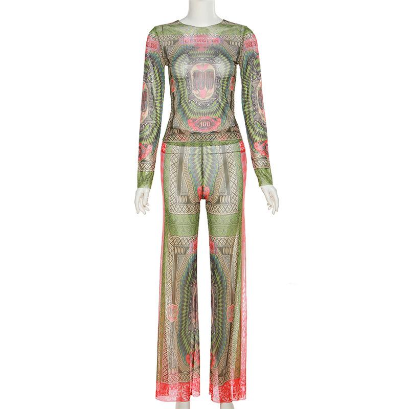 acelimosf™-Long sleeve contrast sheer mesh see through pant set cyberpunk Sci-Fi Fashion