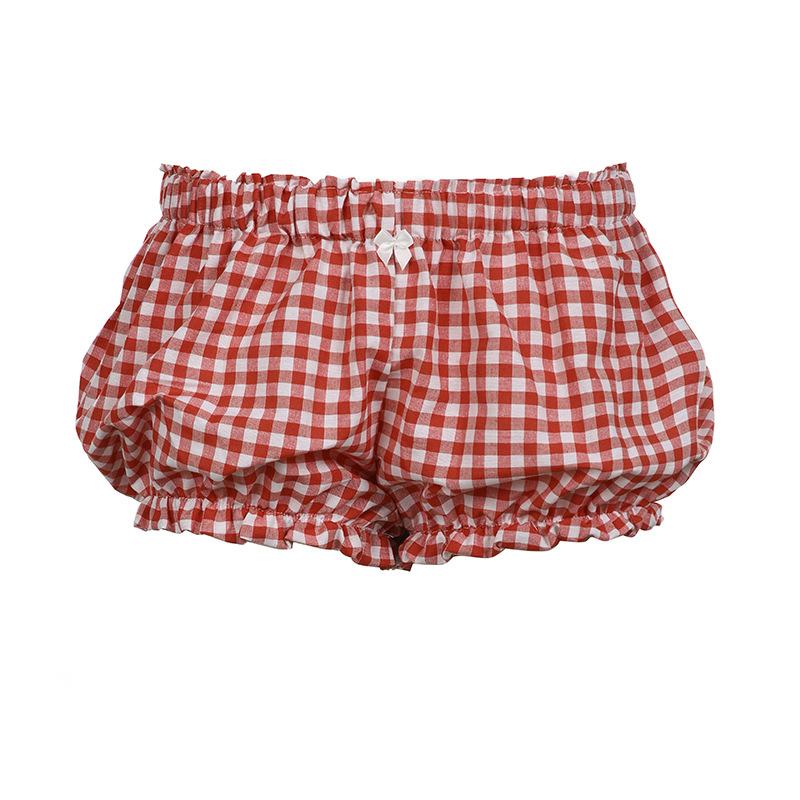 acelimosf™-Plaid print bowknot short pant