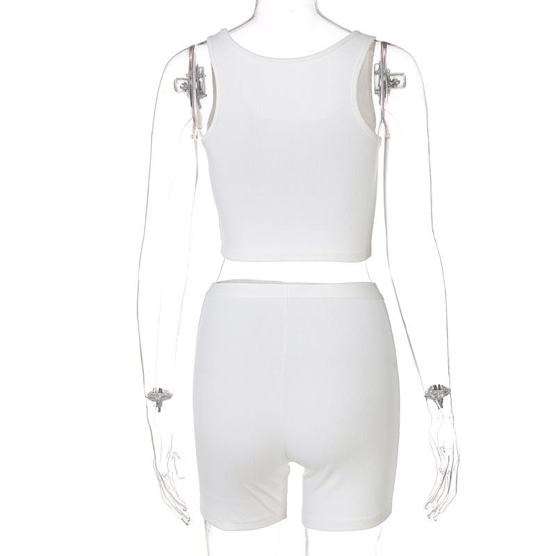 acelimosf™-Ribbed sleeveless u neck solid pant set y2k 90s Revival Techno Fashion