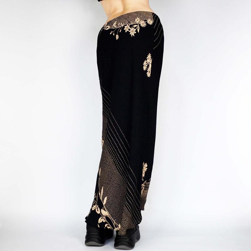 acelimosf™-Polka dot flower print contrast maxi skirt