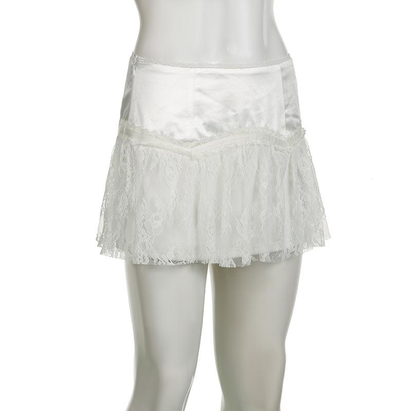 acelimosf™-Lace patchwork A line stitch mini skirt