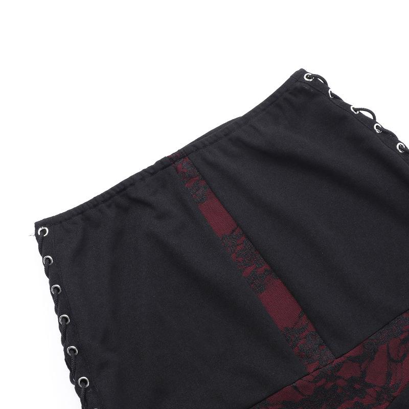 acelimosf™-Cross lace lace up high slit midi skirt