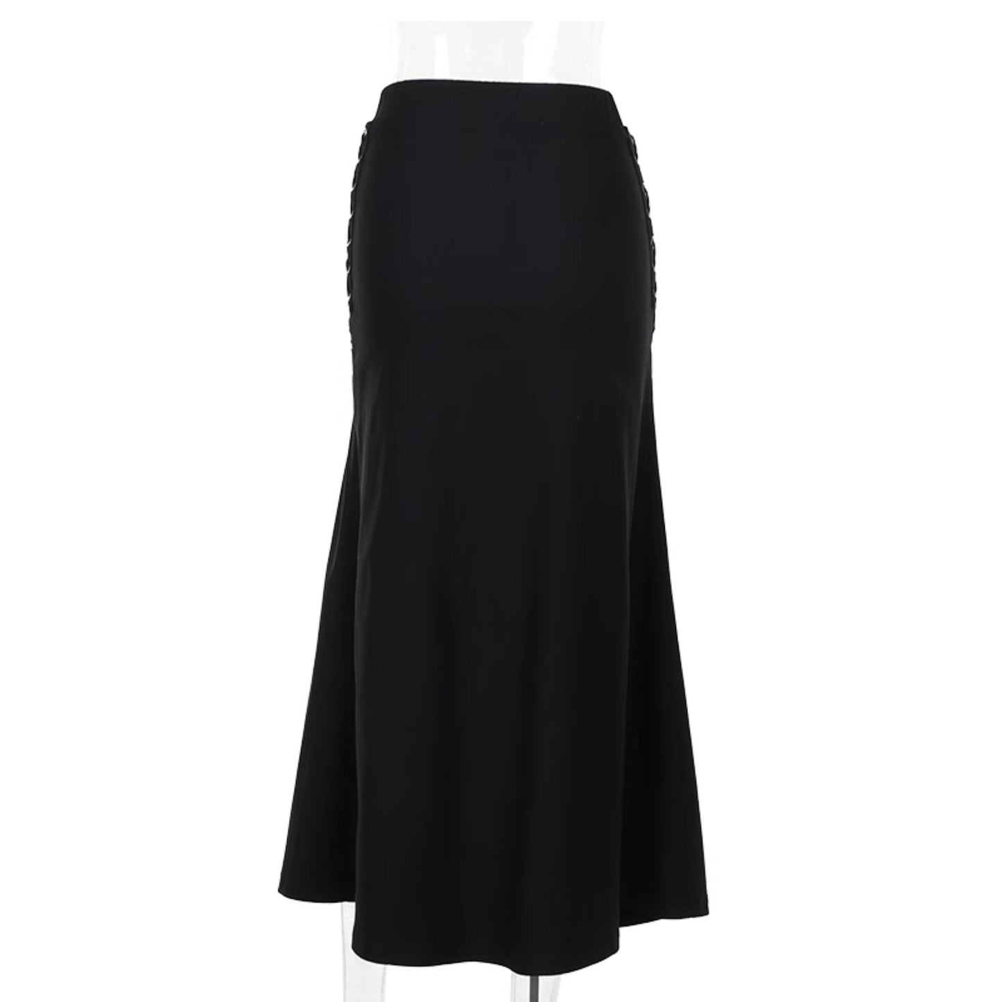 acelimosf™-Print lace up slit ruched maxi skirt